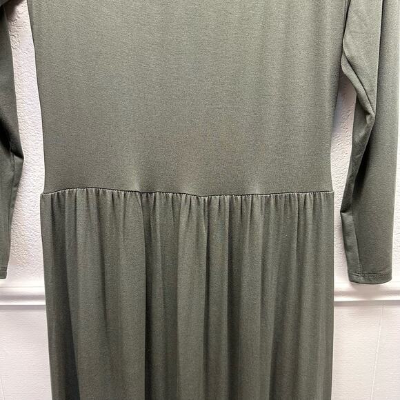 NWOT, Lascana Sz 8 Olive Green On Or Off Shoulder Dress With Pockets & Ruching - Picture 9 of 16
